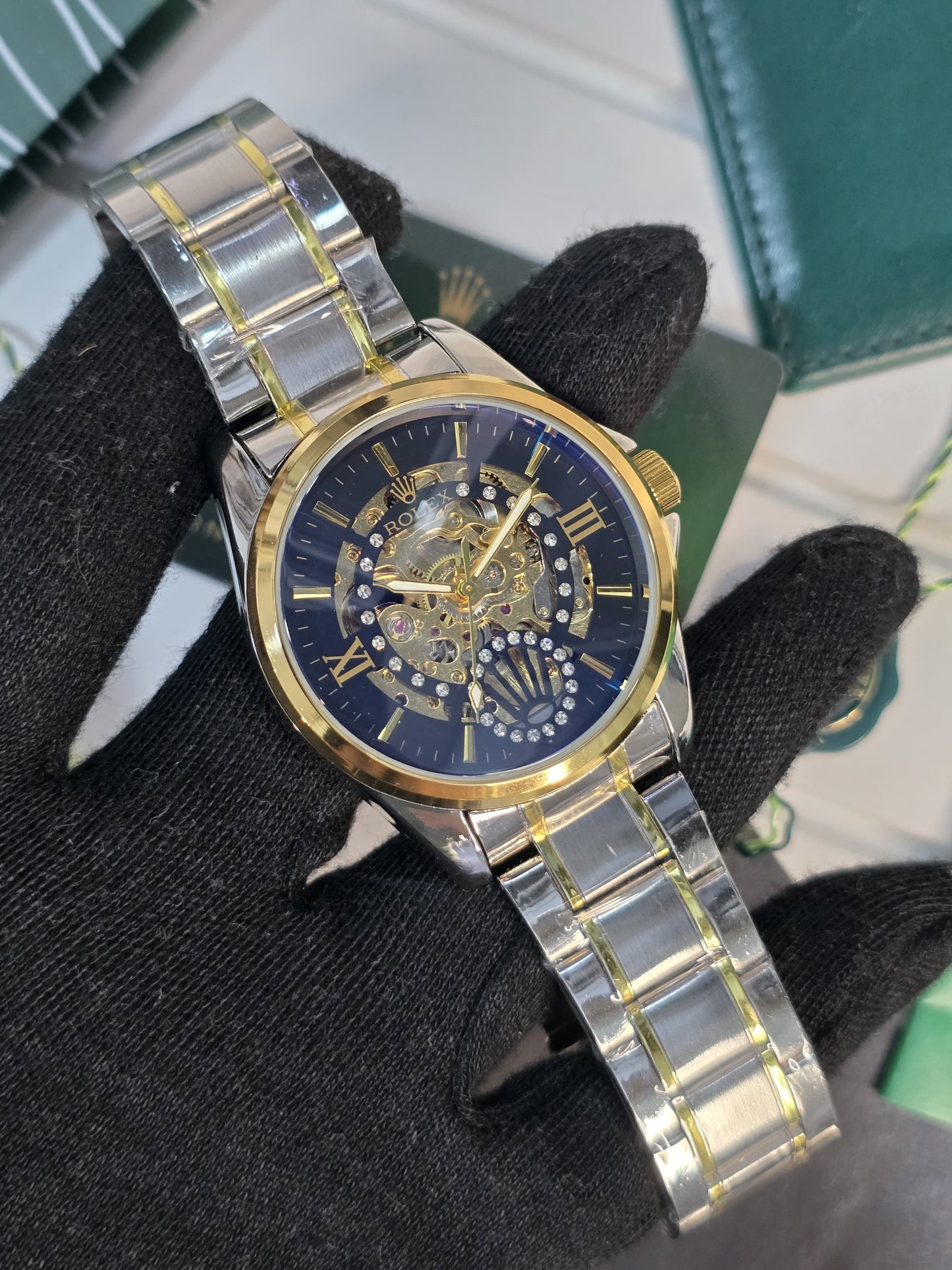 Rolex Skeleton Automatic – Two-Tone Luxury with Transparent Dial