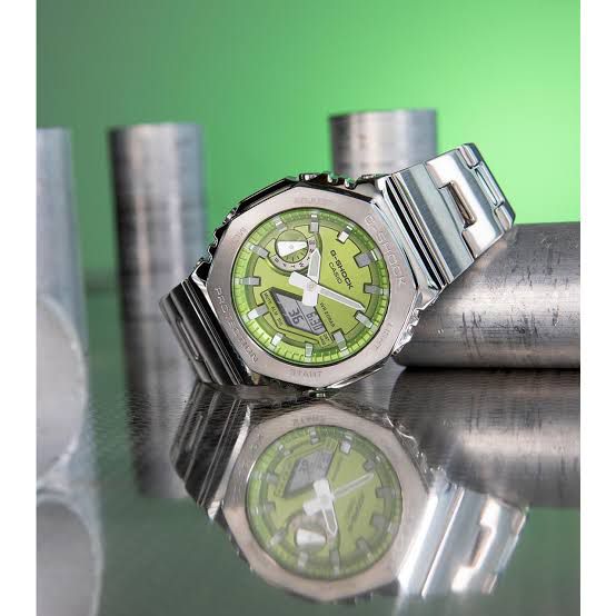 Casio G-Shock Green Dial Stainless Steel Watch – Bold Shock-Resistant Timepiece
