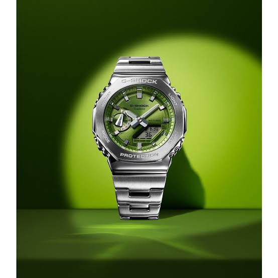 Casio G-Shock Green Dial Stainless Steel Watch – Bold Shock-Resistant Timepiece