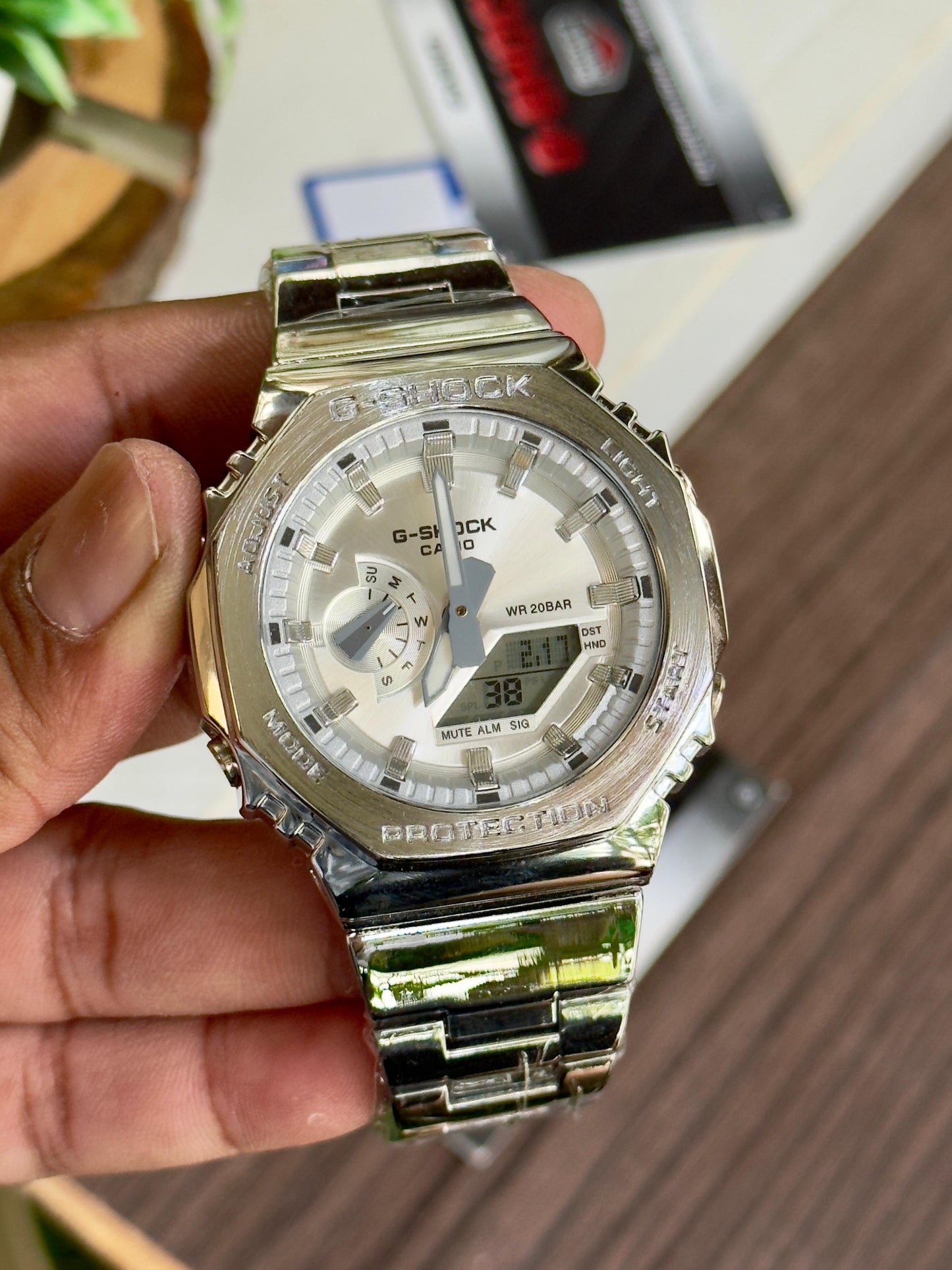 Casio G-Shock Green Dial Stainless Steel Watch – Bold Shock-Resistant Timepiece