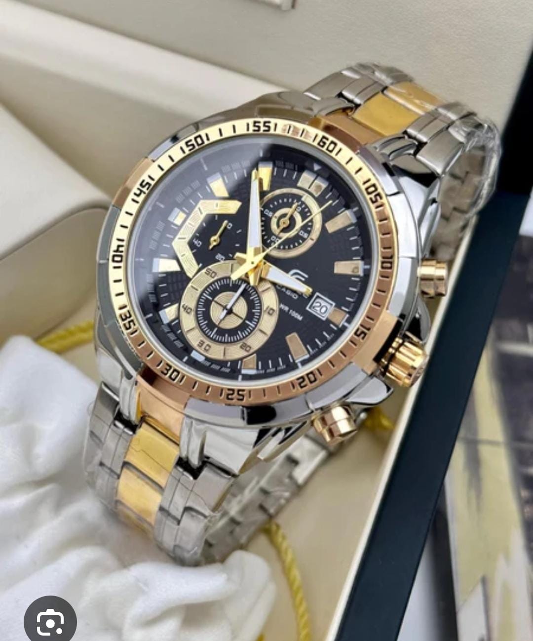 Edifice Black & Gold Chronograph Sports Watch – Premium Racing-Inspired Design