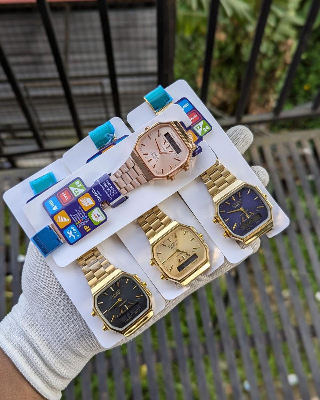 Casio-Inspired Retro Metal Watch – LED + Analog | Unisex Style