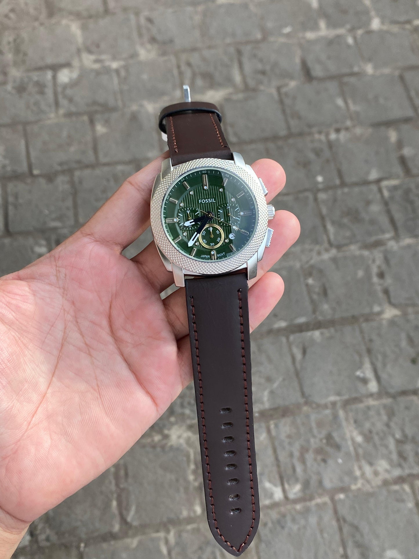 Fossil Limited Edition Chronograph – Green Circuit Dial with Brown Leather Strap