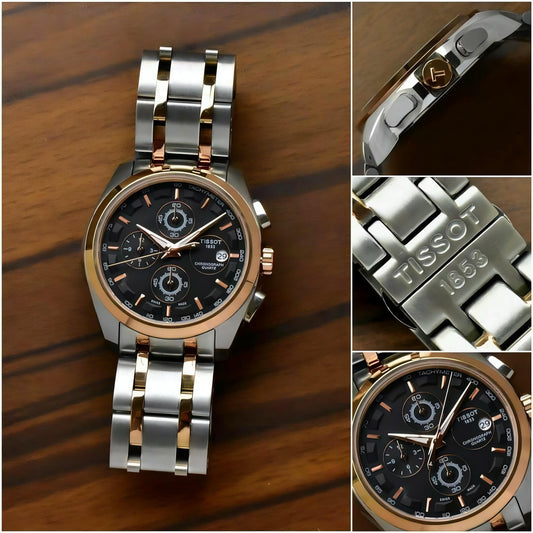 Tissot 1853 Chronograph Quartz – Two-Tone Steel & Rose Gold with Black Dial