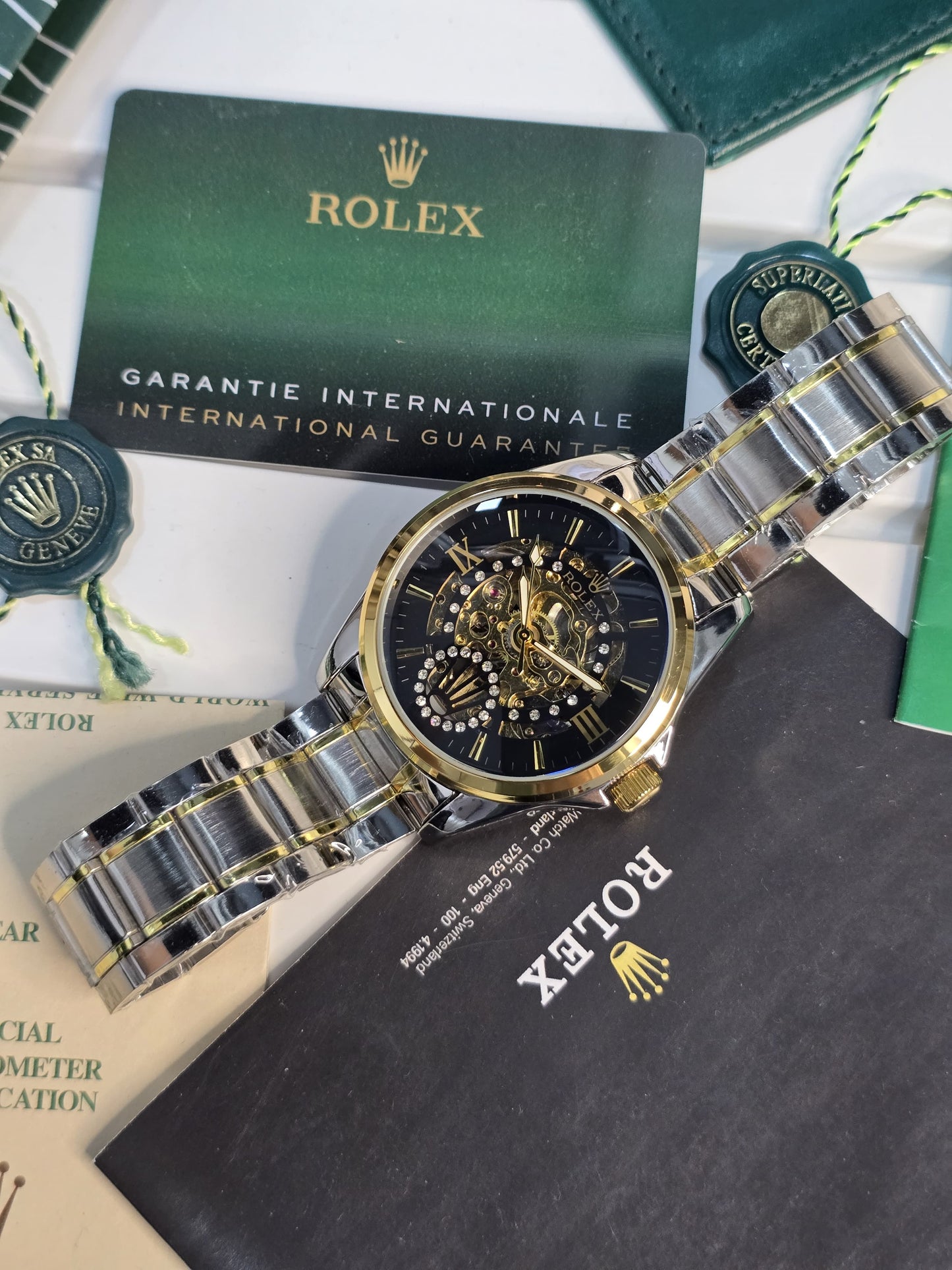 Rolex Skeleton Automatic – Two-Tone Luxury with Transparent Dial