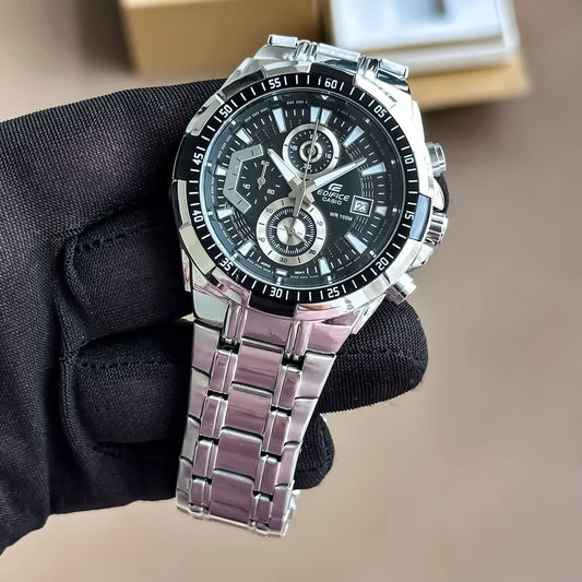 Casio Edifice Chronograph Watch – Stainless Steel | WR 100M | Analog Date Display